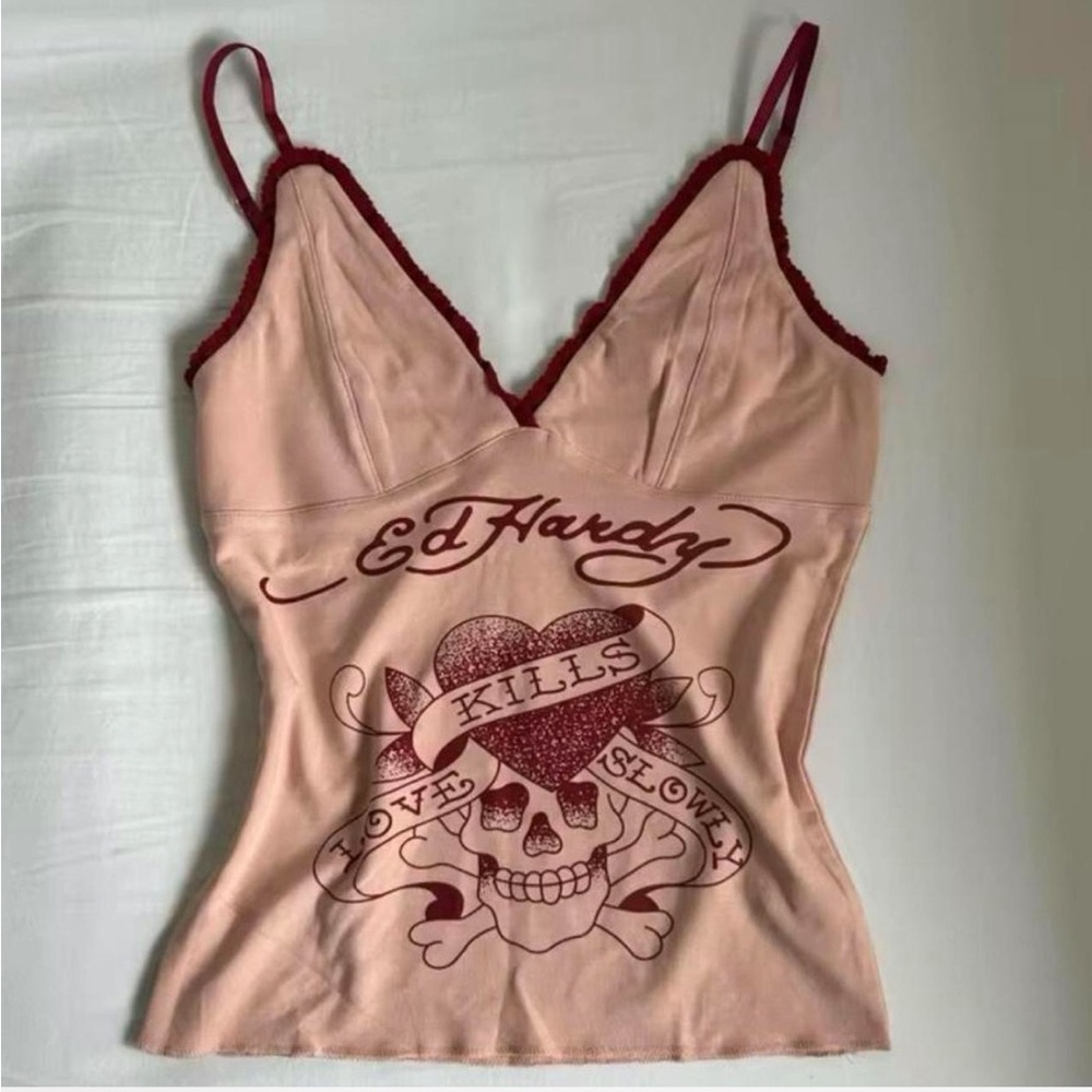 Ed Hardy Pink Graphic Women's Top